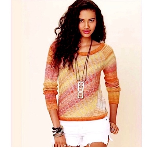 Free People Sunset Rainbow Wool Blend Sweater - Picture 3 of 4